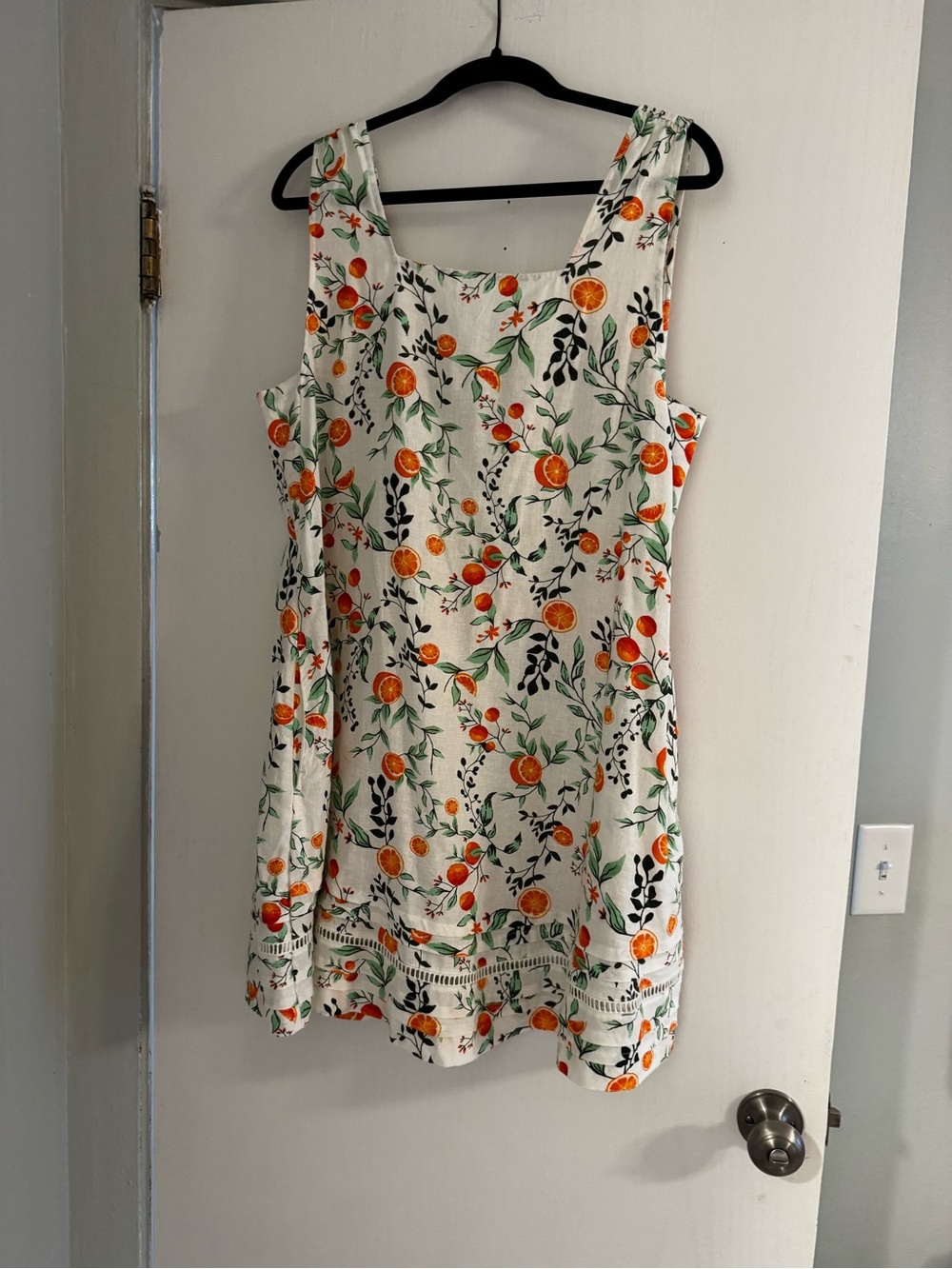 Joie Cream Sundress with Orange & Green Citrus Print